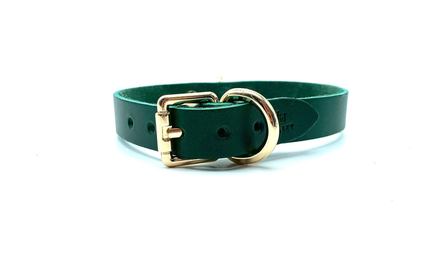 BDSM Day Collar "Mona", 0.75" Submissive Choke, Green DDlg Collar, Kitten Play Choker - Lulexy
