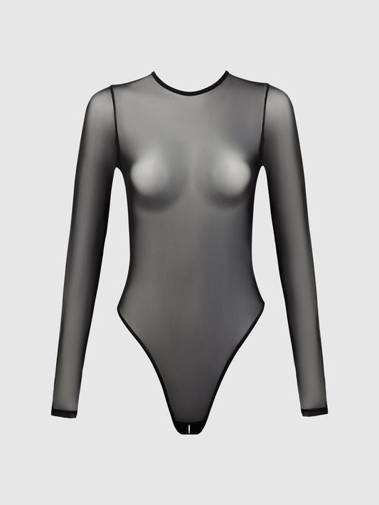 CHANTAL MESH LONG SLEEVE & CROTCHLESS BODYSUIT - Lulexy