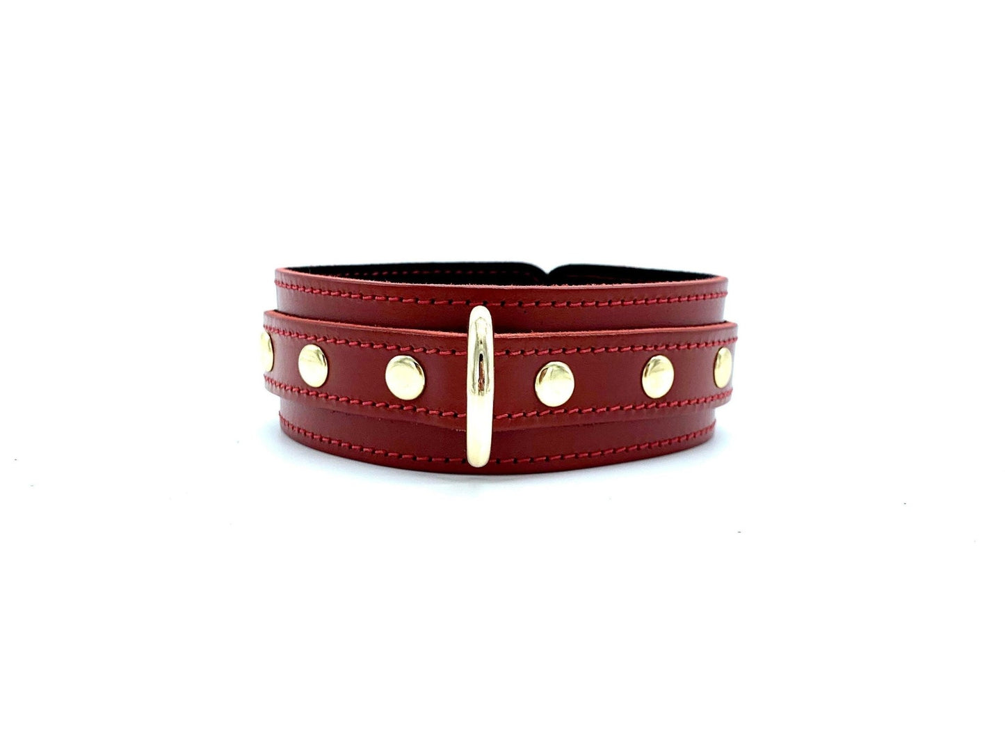 Leather Choker with Leash, "Tango", Red Bondage Collar, Necklace and Leash for Submissive, Handmade Custom Choker Collar - Lulexy