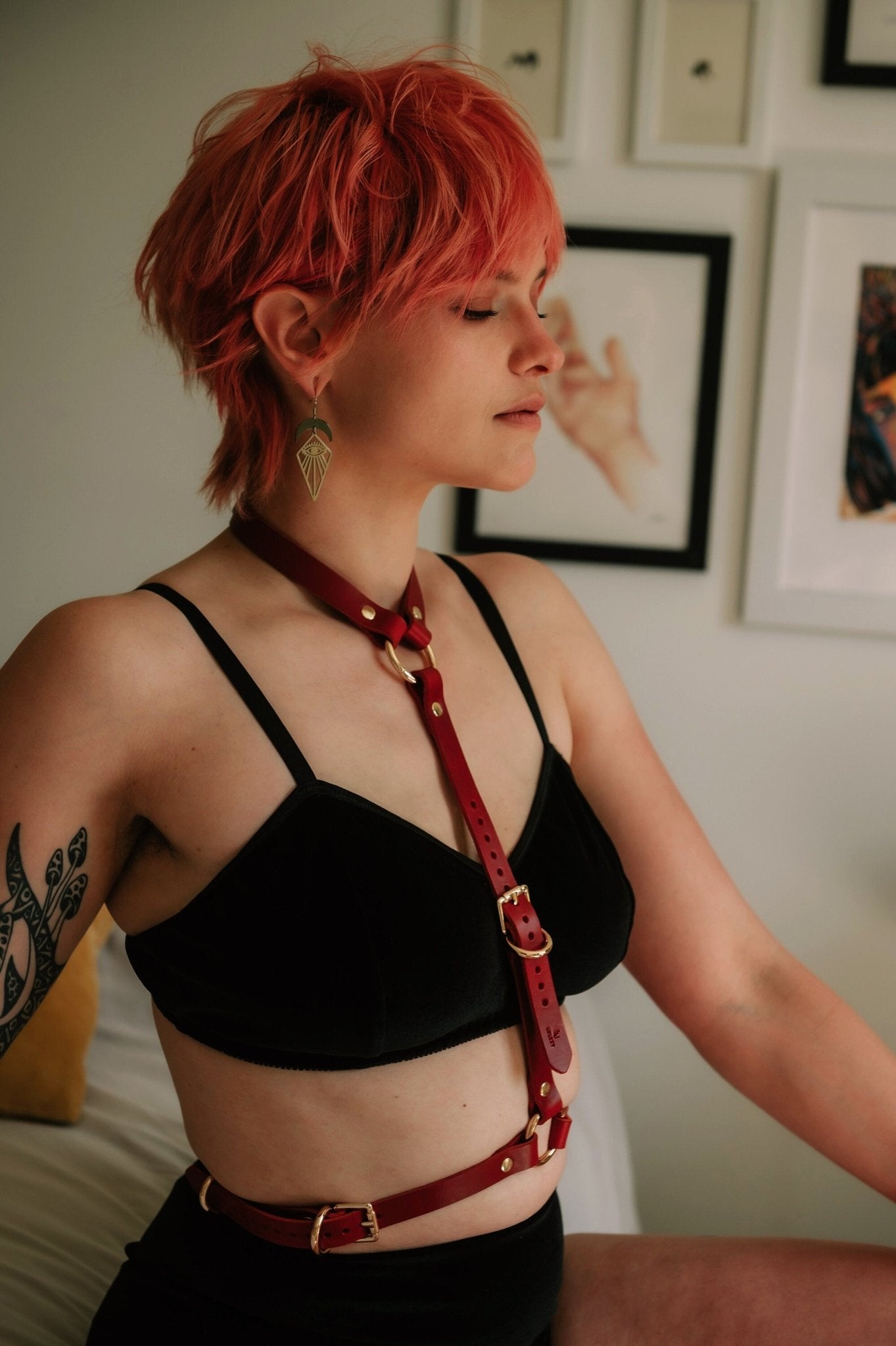 Leather Waist Harness "Vicky", BDSM Harness, Sexy Women Harness, Belt Strappy Harness - Lulexy
