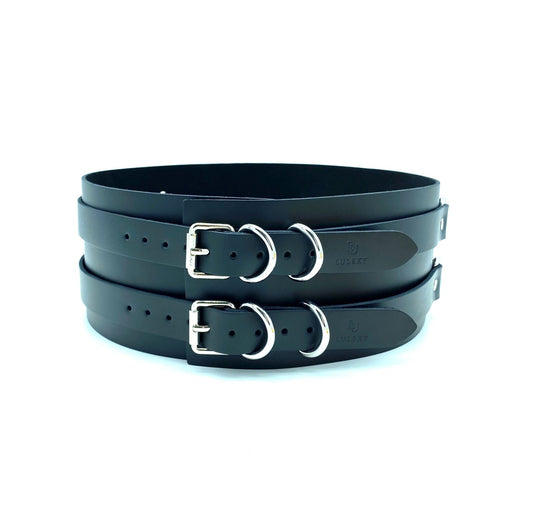 MONA Black Leather Bondage Waist Belt - Lulexy