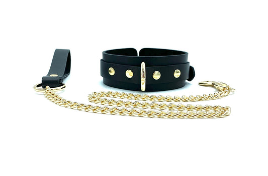 MONA Black Leather Collar & Leash - Lulexy