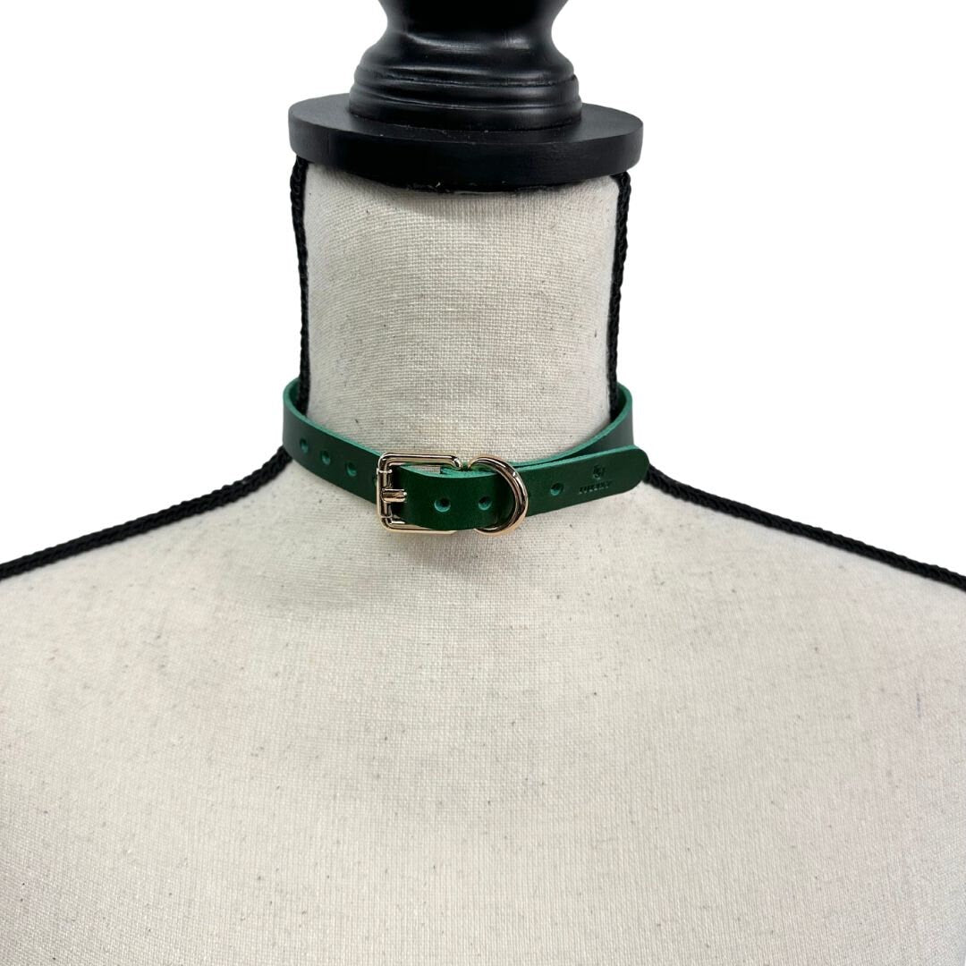 NINA Green Slim Leather Choker - Lulexy