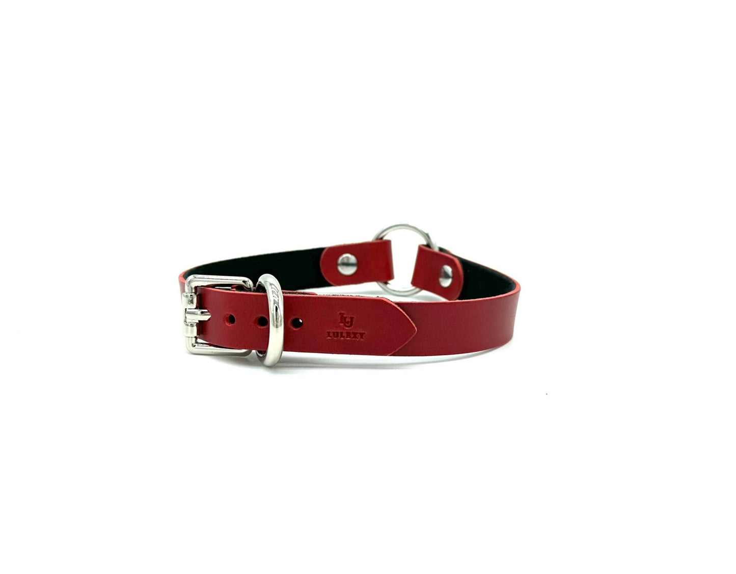 ORIA Red Leather O Ring Collar - Lulexy