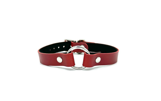 ORIA Red Leather O Ring Collar - Lulexy