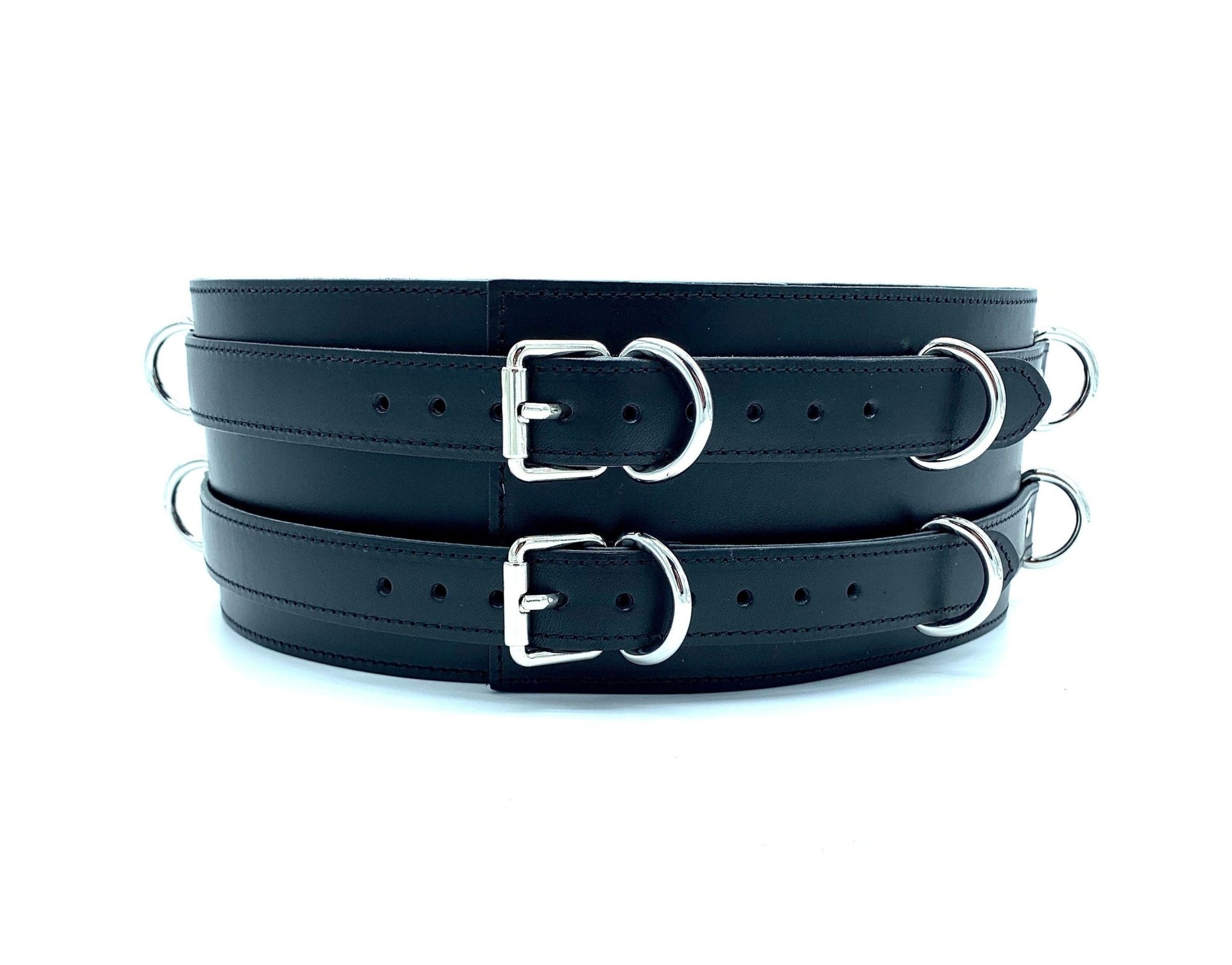 SCARLET Black Leather Red Suede Bondage Waist Belt - Lulexy