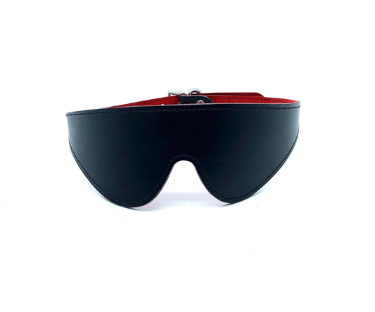 SCARLET Black Leather Red Suede Stitched Blindfold - Lulexy