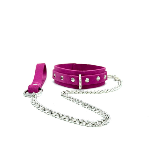SELENA Suede Pink Collar & Leash Set - Lulexy