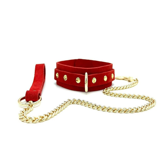 SELENA Suede Red Collar & Leash Set - Lulexy