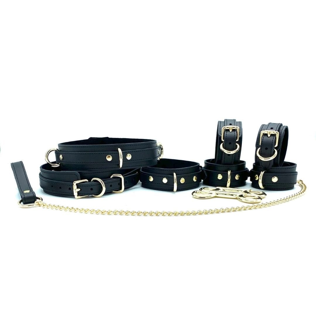 TANGO 7 Piece Black Leather BDSM Set - Lulexy