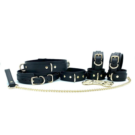 TANGO 7 Piece Black Leather BDSM Set - Lulexy