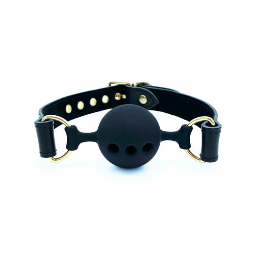 TANGO Black Leather Ball Gag - Lulexy