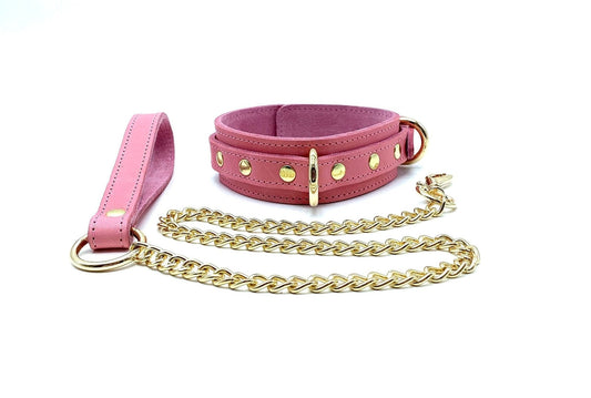 TANGO Pink Leather Collar & Leash - Lulexy