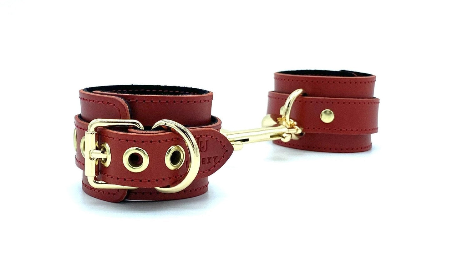 TANGO Red Italian Leather BDSM 2" Wide Cuffs - Lulexy