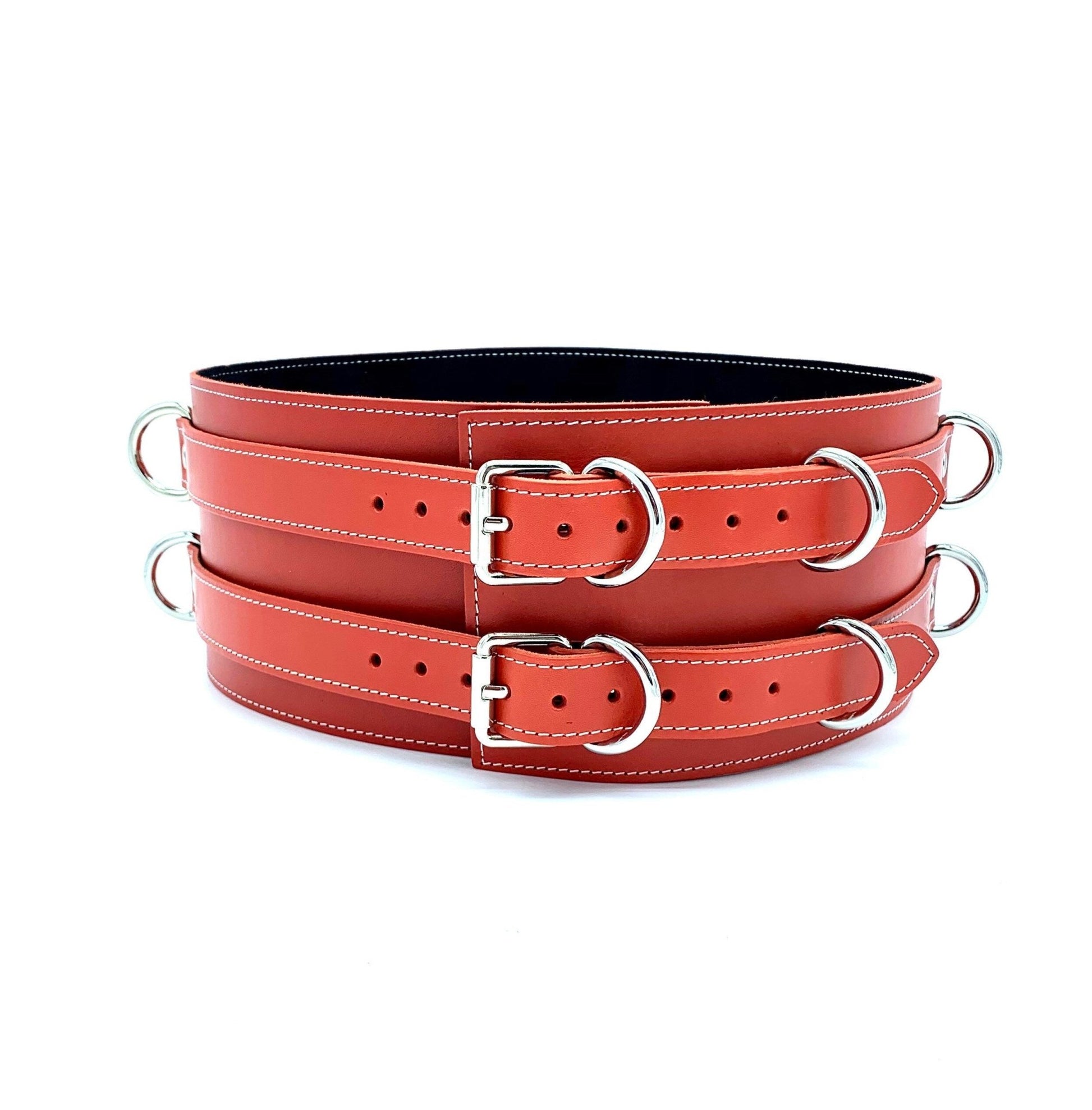 TANGO Red Leather Bondage Waist Belt - Lulexy