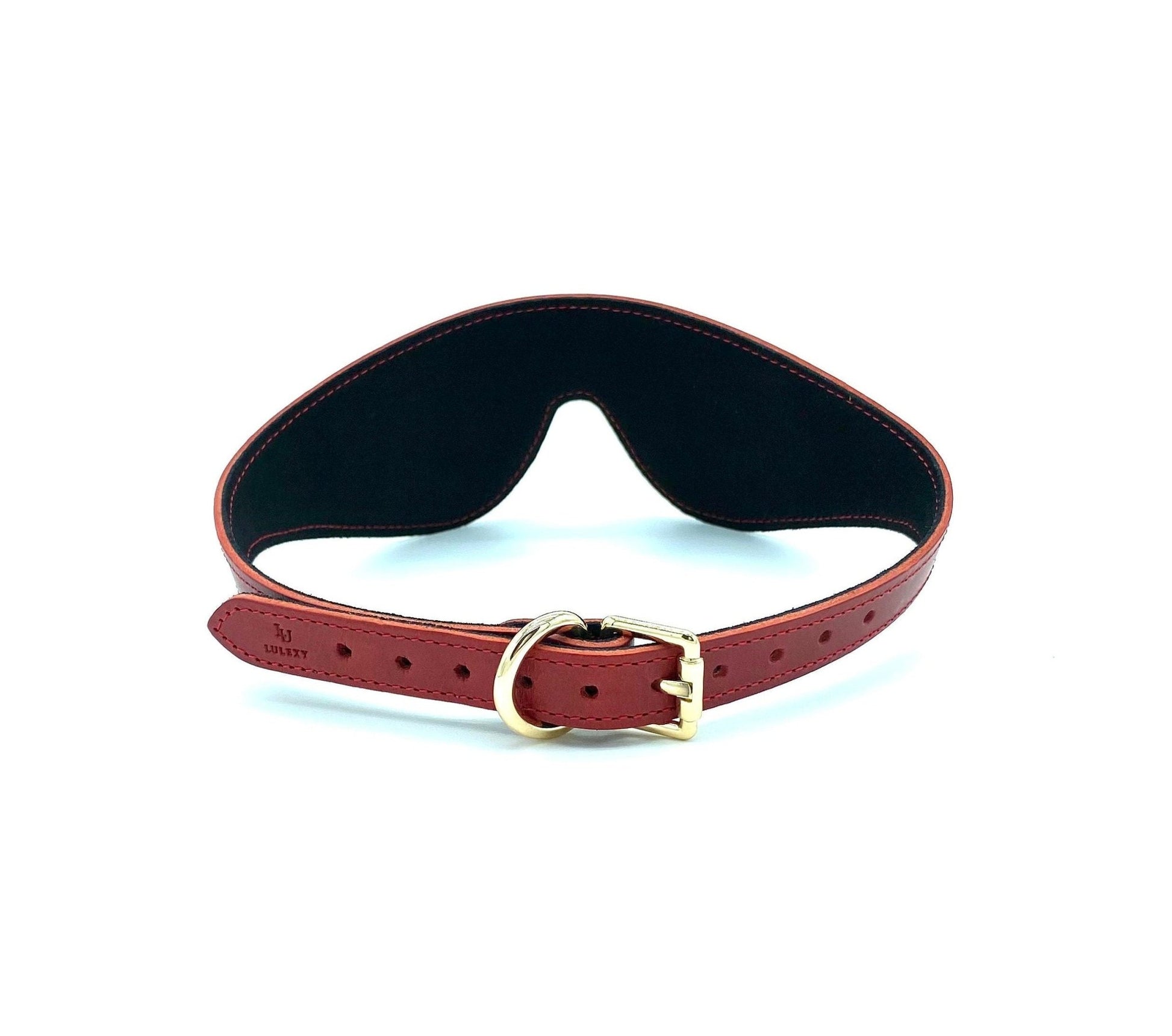 TANGO Red Leather Stitched Blindfold - Lulexy