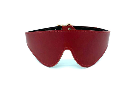 TANGO Red Leather Stitched Blindfold - Lulexy