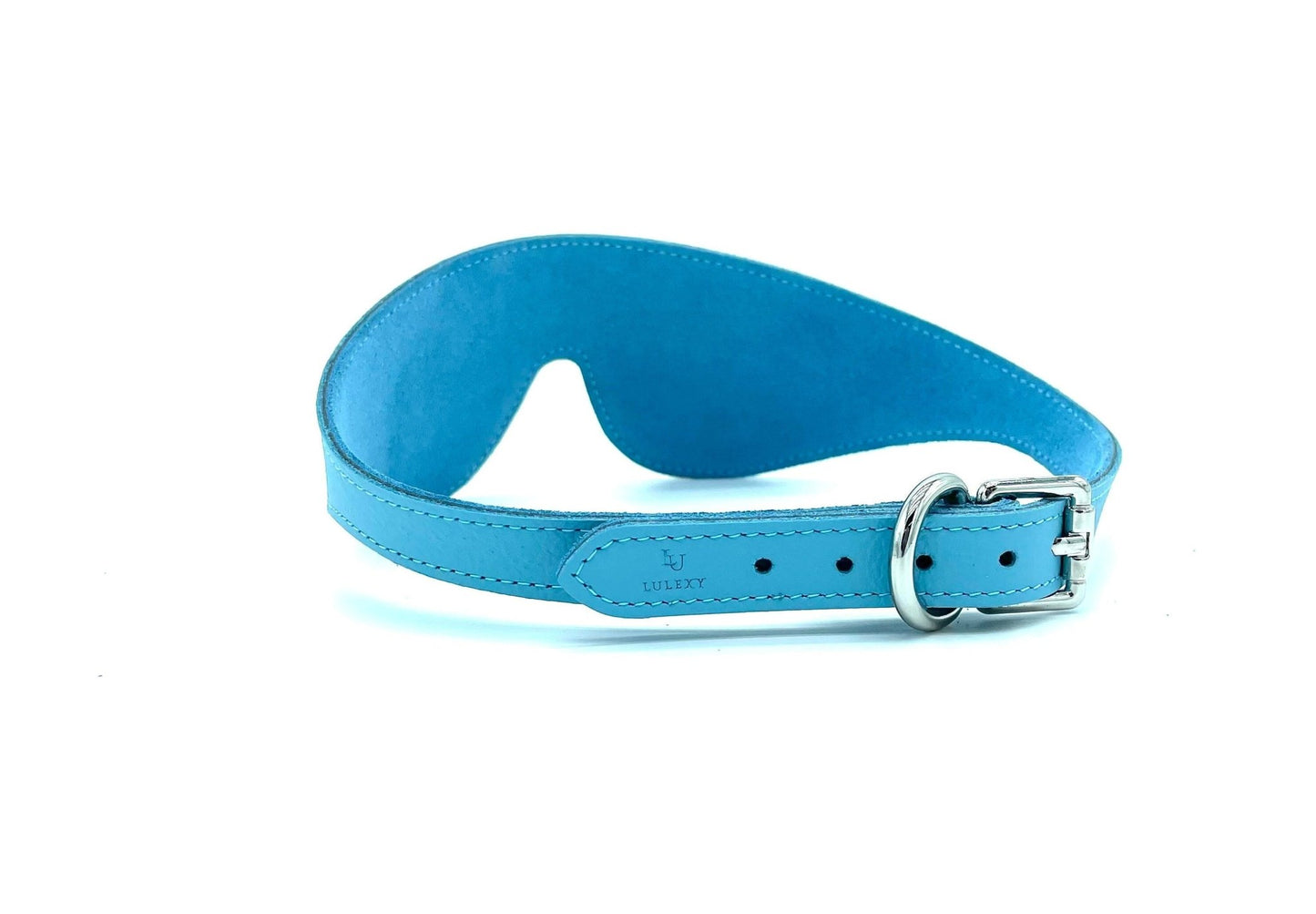VIENNA Light Blue Leather Blindfold - Lulexy