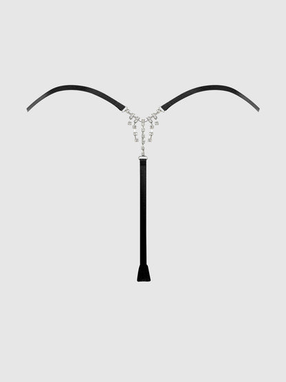 KRYSTAL SIDE SLIDER & RHINESTONE FRINGE BACK G-STRING