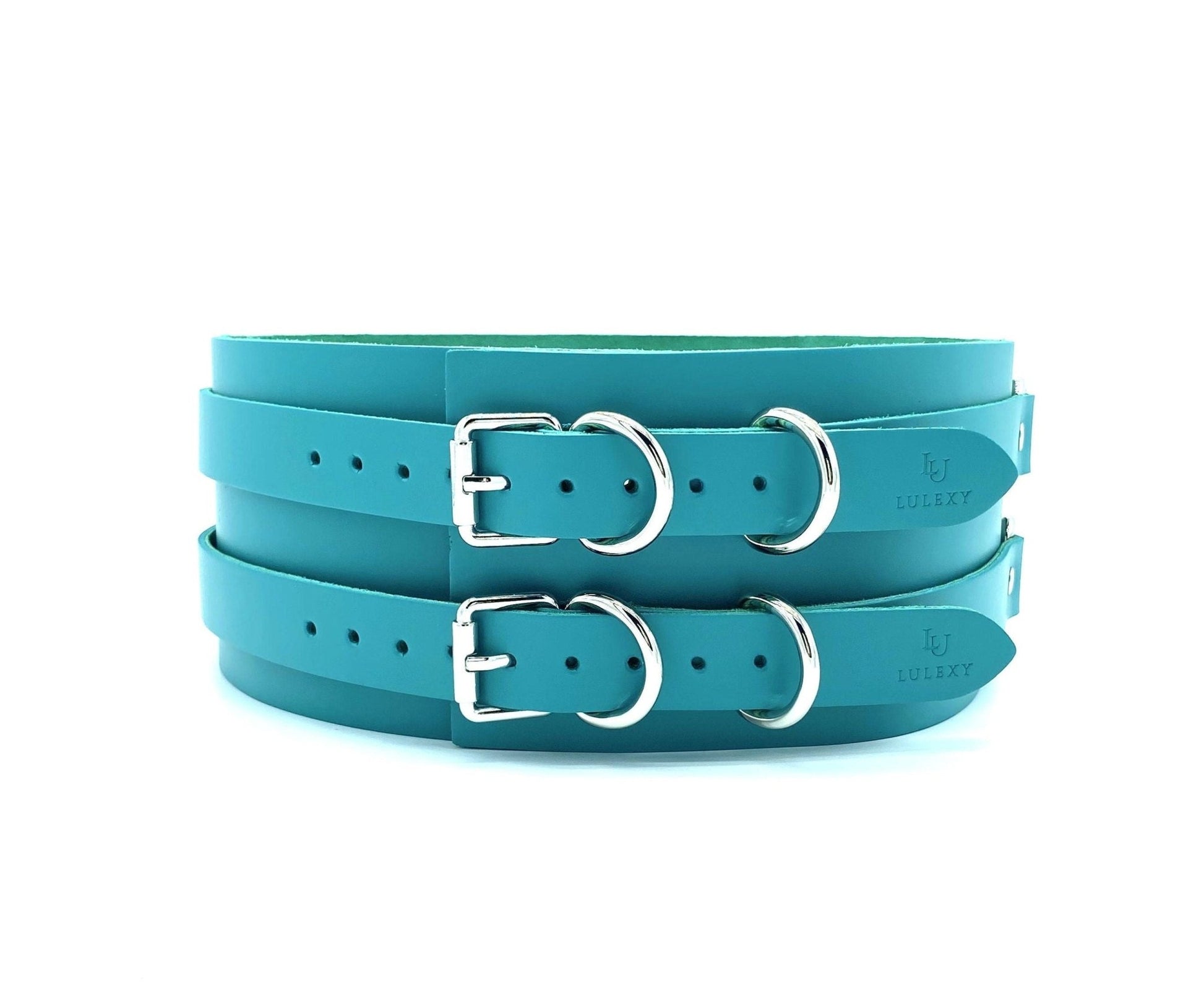 CANDICE Teal Leather Bondage Waist Belt - Lulexy