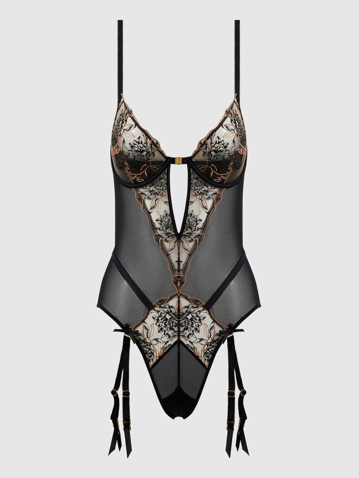 DELILAH EMBROIDERED OPEN BACK TEDDY - Lulexy