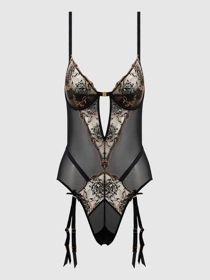 DELILAH EMBROIDERED OPEN BACK TEDDY - Lulexy