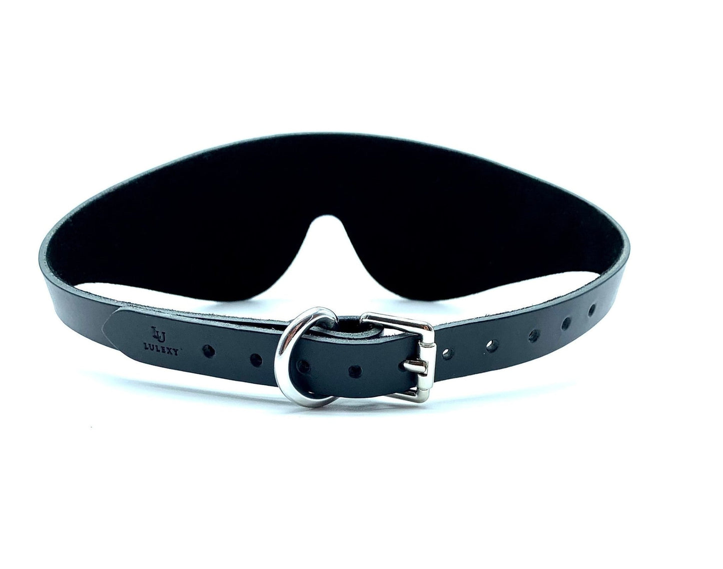 Eye Mask "Mona", Black Leather BDSM Blindfold, No Stitching - Lulexy