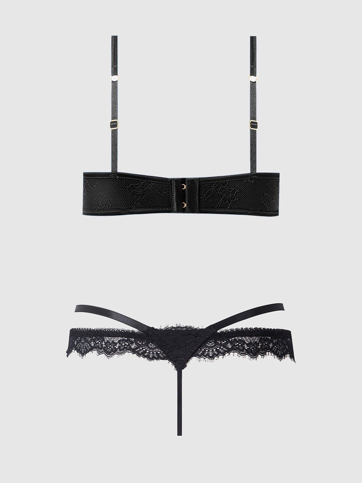 MADELINE SATIN & LACE PUSH UP BRA & G-STRING SET - Lulexy