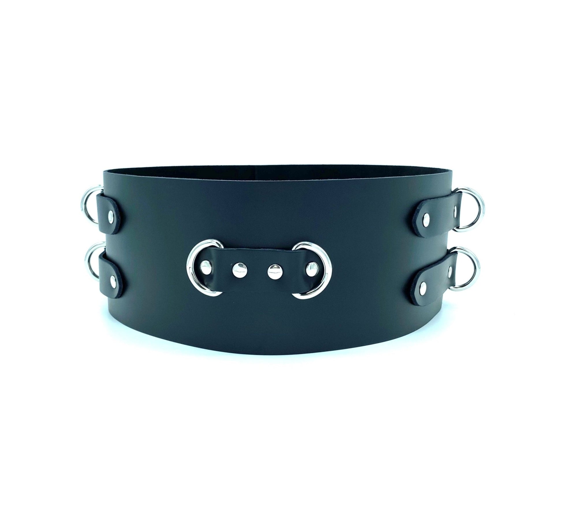 MONA Black Leather Bondage Waist Belt - Lulexy