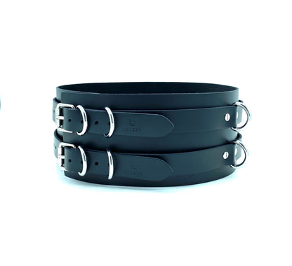 MONA Black Leather Bondage Waist Belt - Lulexy