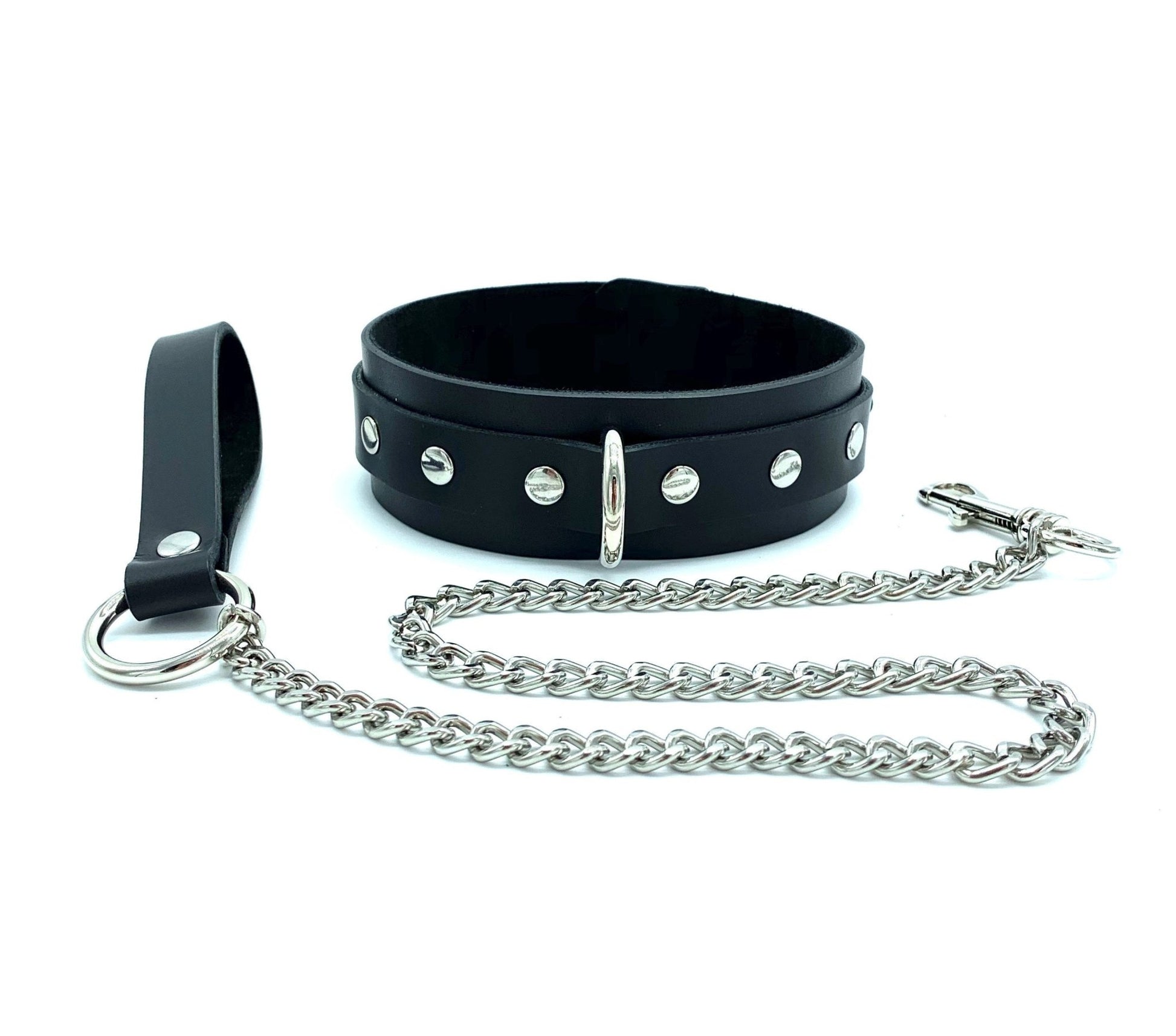 MONA Black Leather Collar & Leash - Lulexy