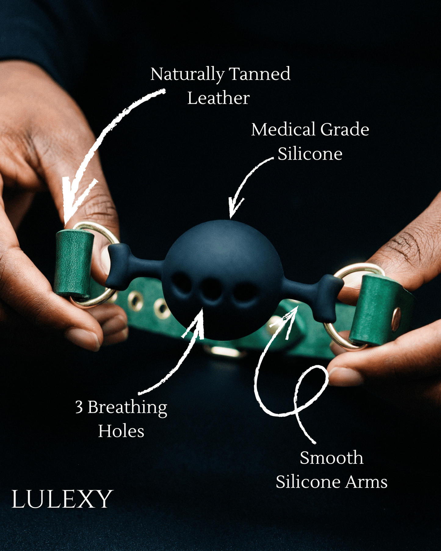 MONA Green Leather Ball Gag - Lulexy