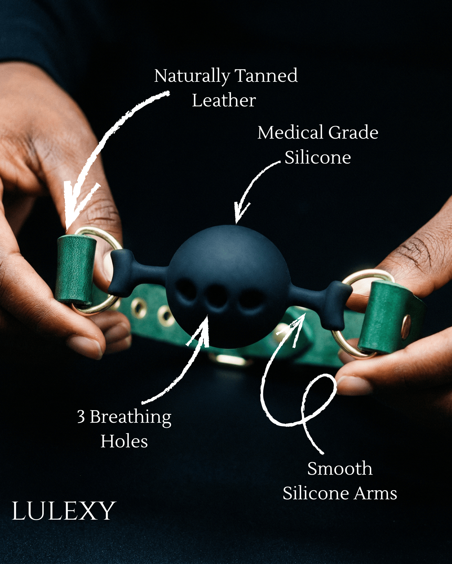 MONA Green Leather Ball Gag - Lulexy