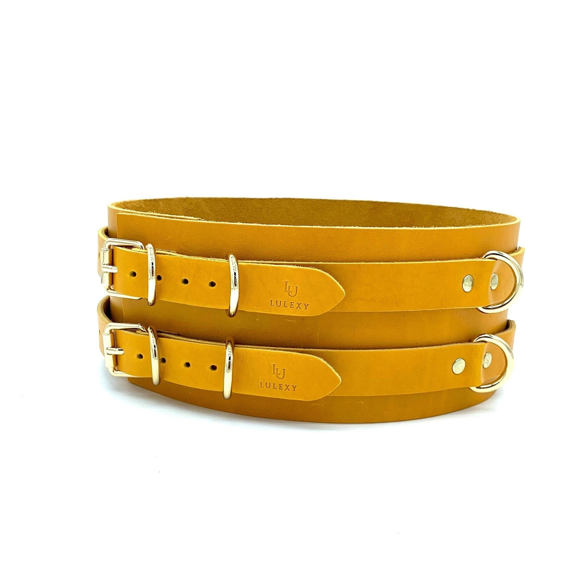 MONA Yellow Leather Bondage Waist Belt - Lulexy