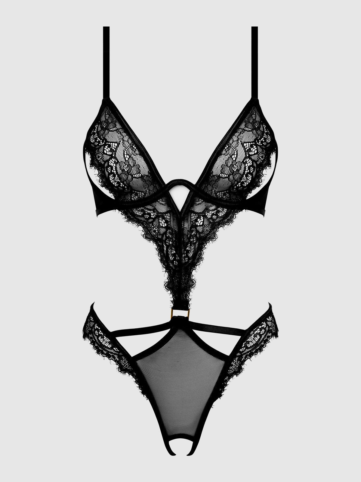 NADIA LACE & MESH CUTOUT TEDDY - Lulexy
