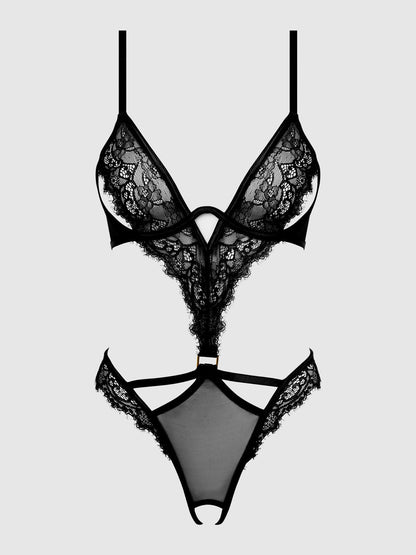 NADIA LACE & MESH CUTOUT TEDDY - Lulexy