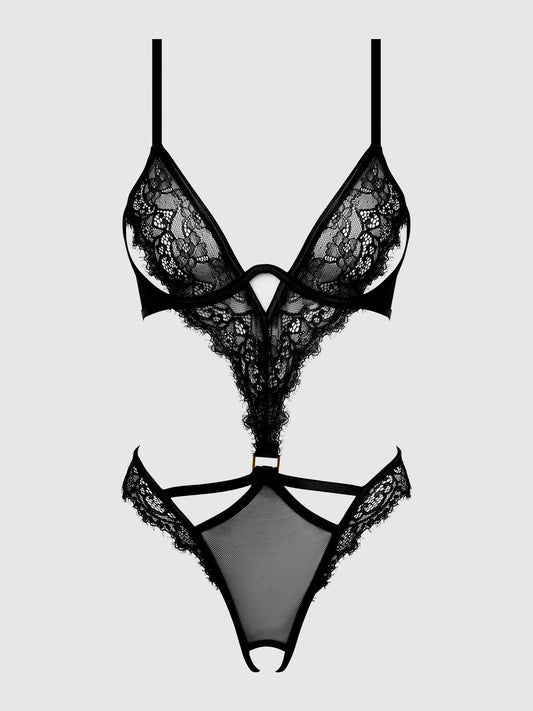 NADIA LACE & MESH CUTOUT TEDDY - Lulexy