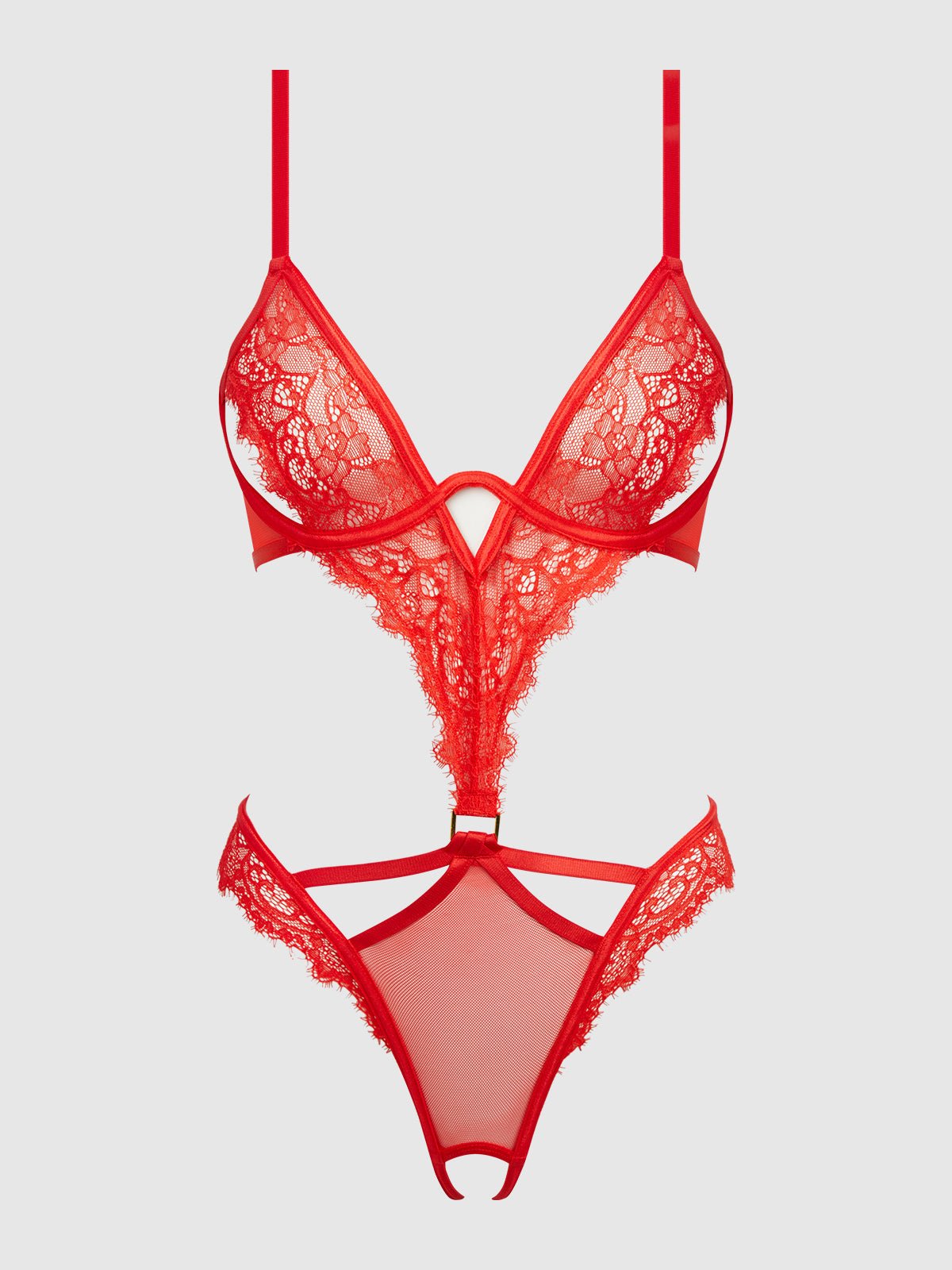 NADIA LACE & MESH CUTOUT TEDDY - Lulexy
