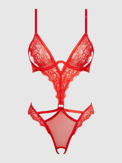 NADIA LACE & MESH CUTOUT TEDDY - Lulexy
