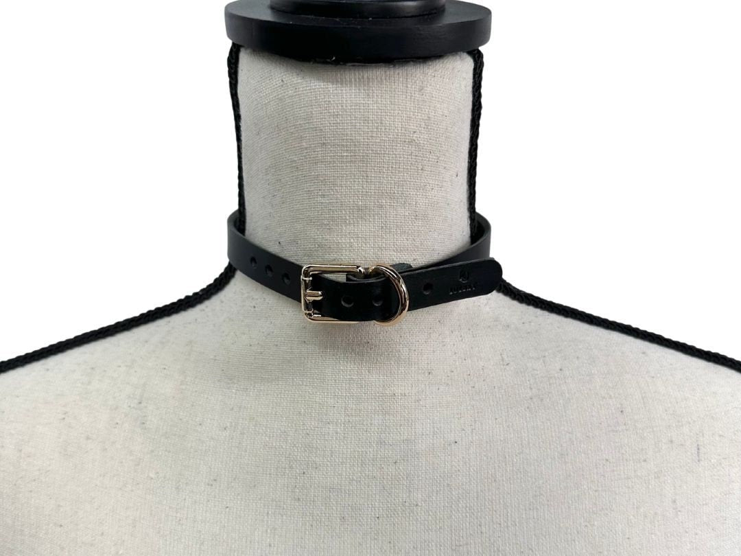 NINA Black Slim Leather Choker - Lulexy