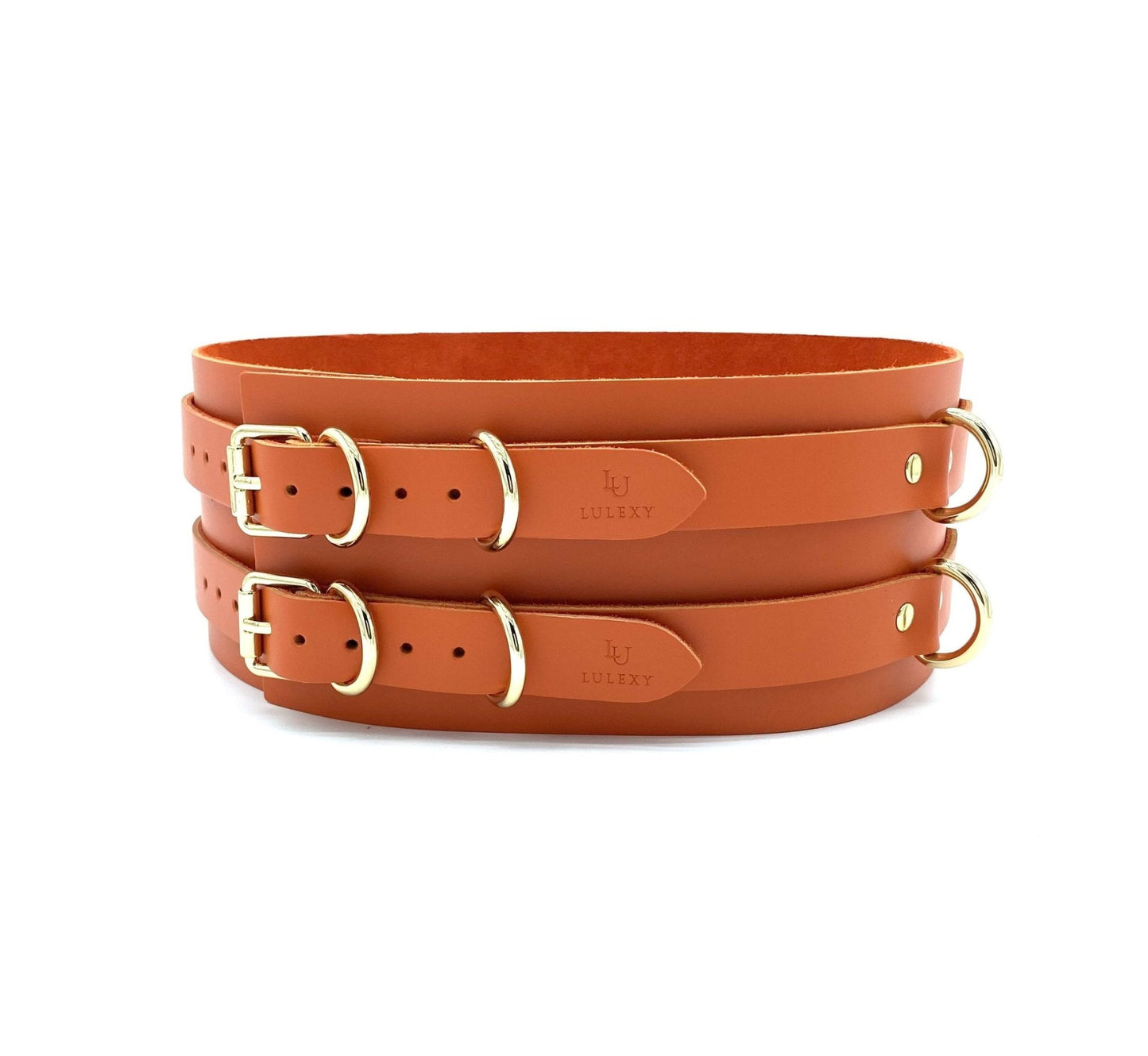 Orange BDSM Belt "Candice", Leather Corset, Bondage Waist Belt - Lulexy