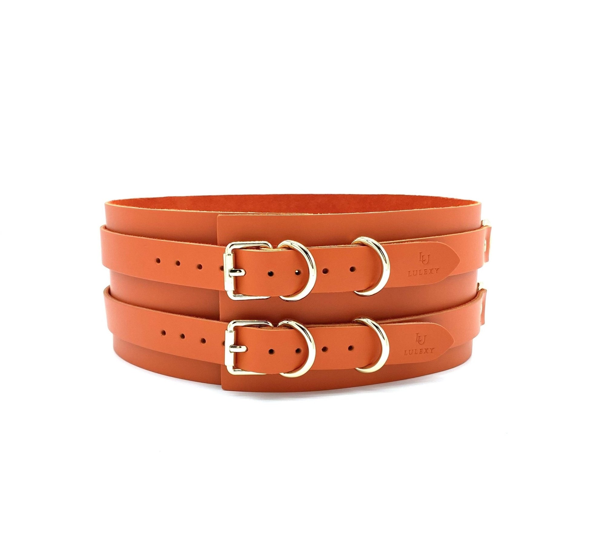 Orange BDSM Belt "Candice", Leather Corset, Bondage Waist Belt - Lulexy