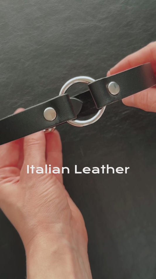 ORIA Italian Leather O Ring Choker