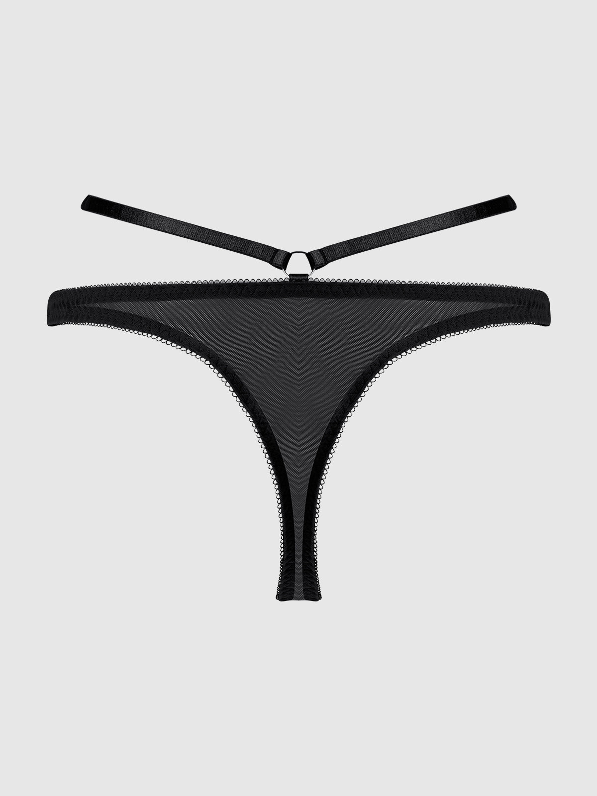 ROSALIE SATIN & EMBROIDERED LACE STRAPPY TANGA - Lulexy