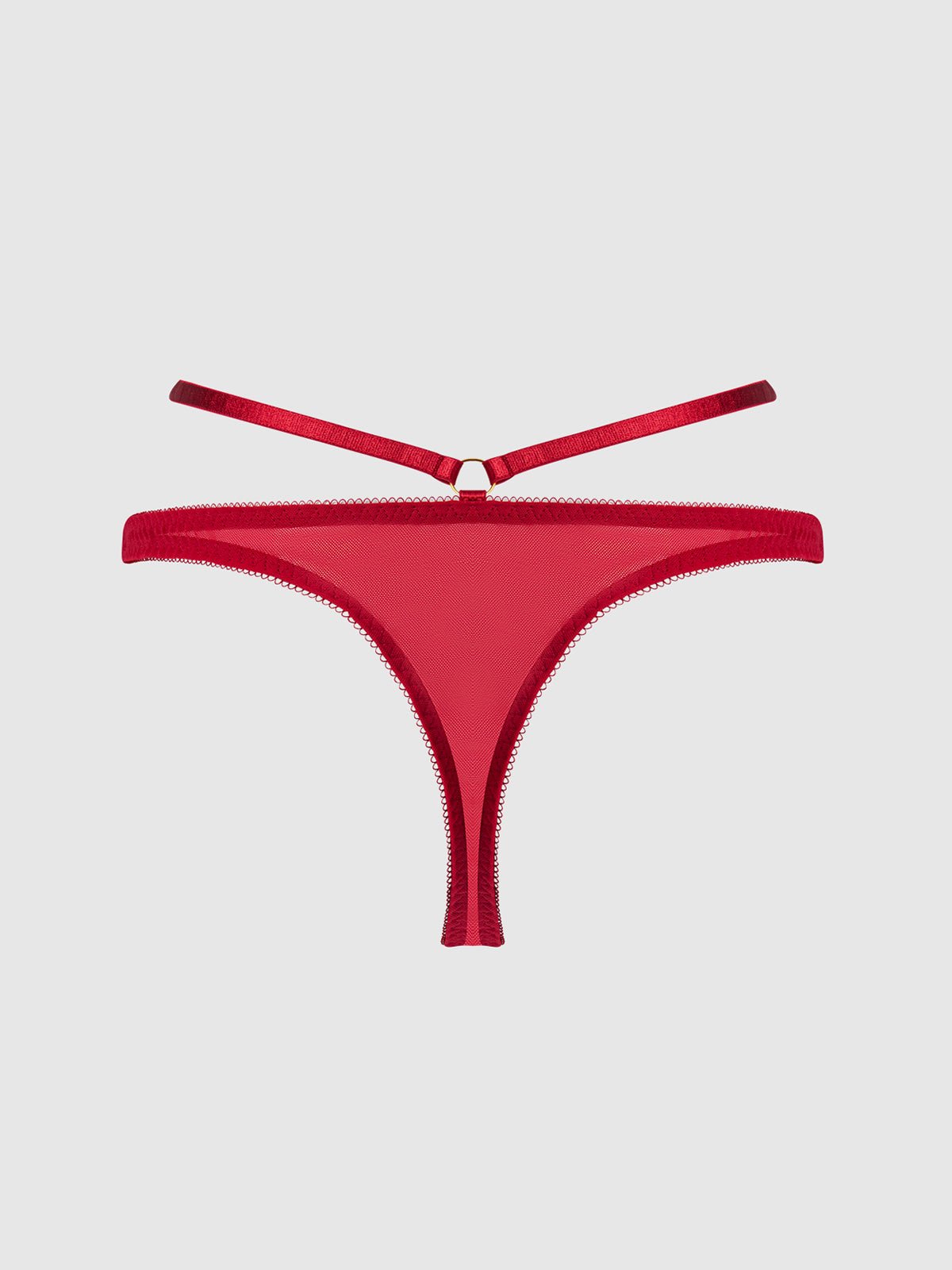 ROSALIE SATIN & EMBROIDERED LACE STRAPPY TANGA - Lulexy
