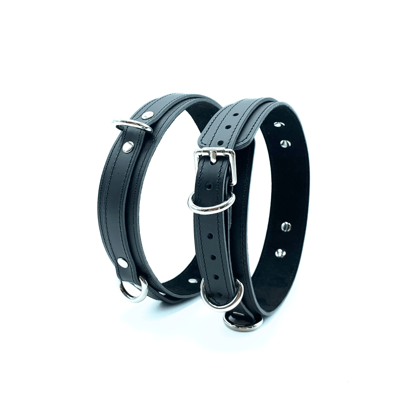 TANGO Italian Leather Thigh Cuffs with silver hardware.