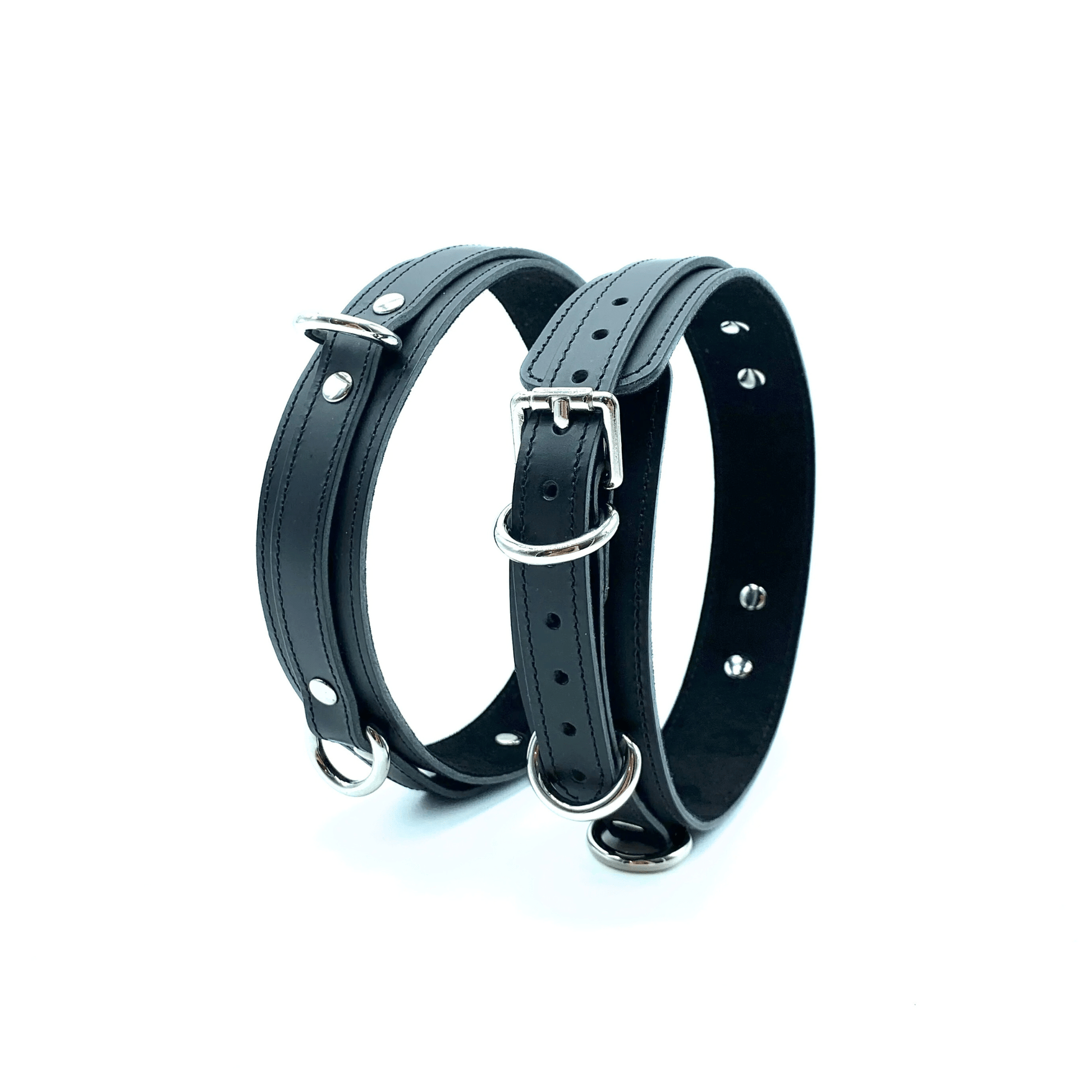 TANGO Italian Leather Thigh Cuffs with silver hardware.