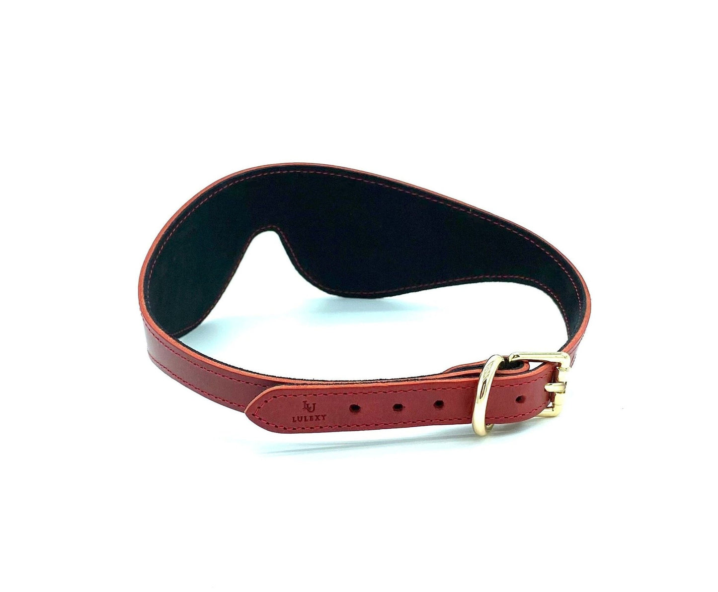 TANGO Red Leather Stitched Blindfold - Lulexy