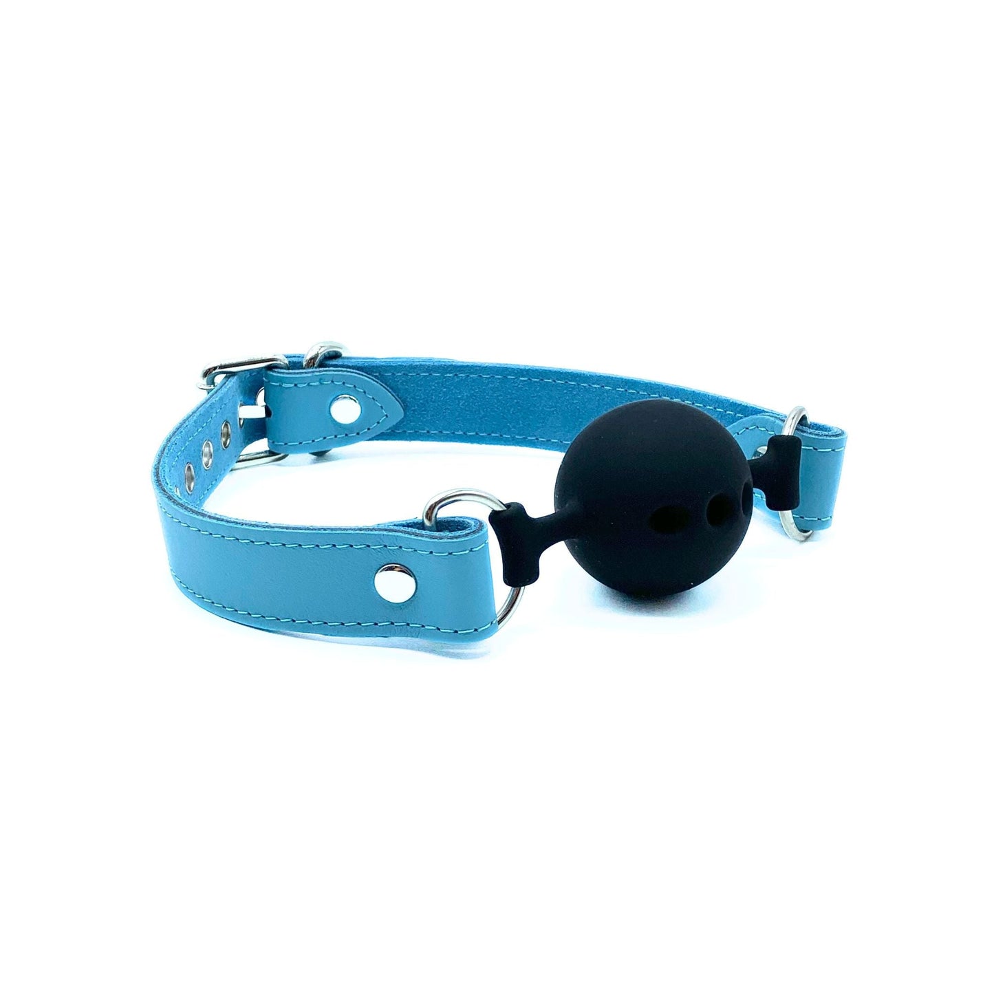 VIENNA Baby Blue Leather Ball Gag - Lulexy