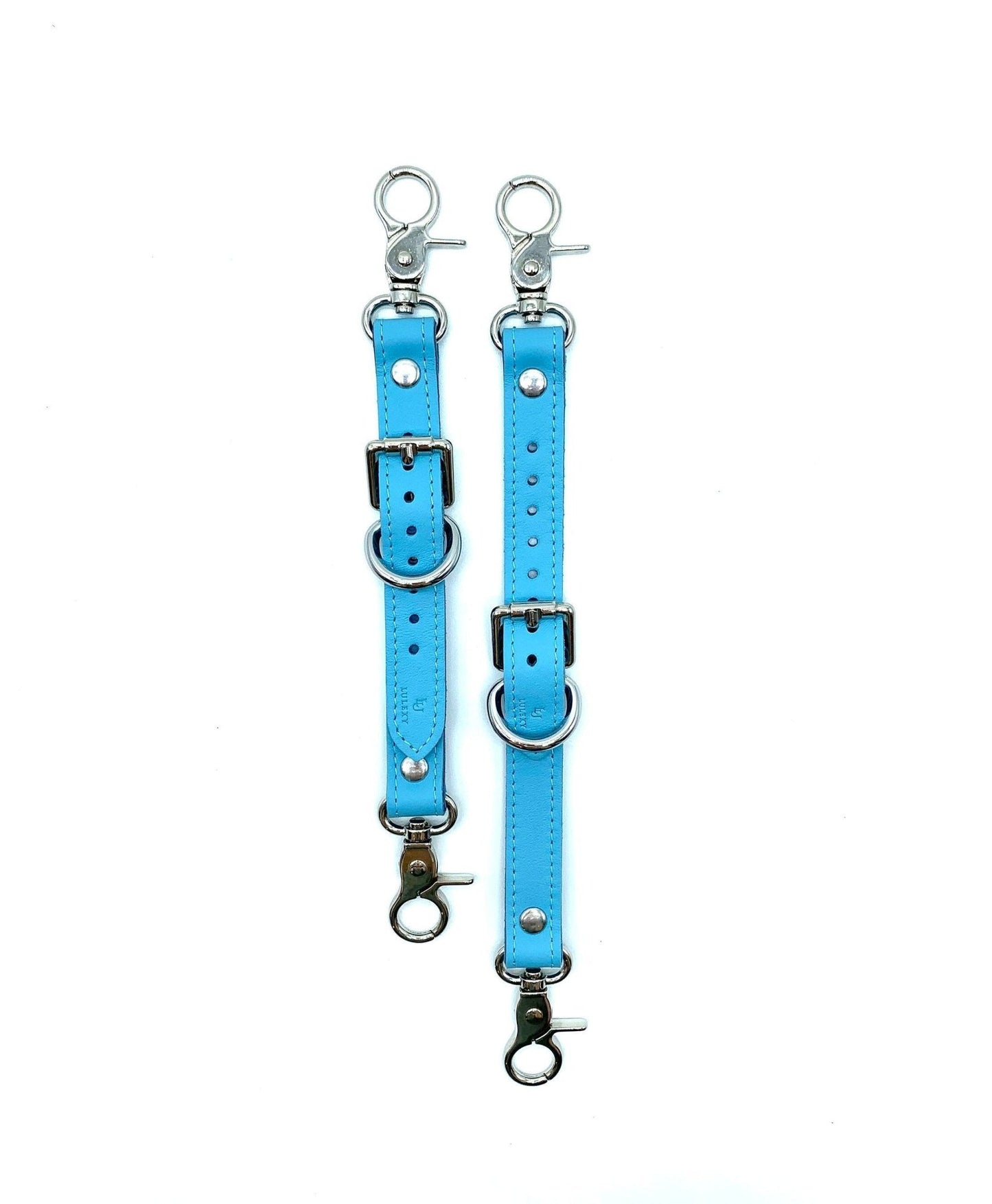 VIENNA Baby Blue Leather Garters - Lulexy